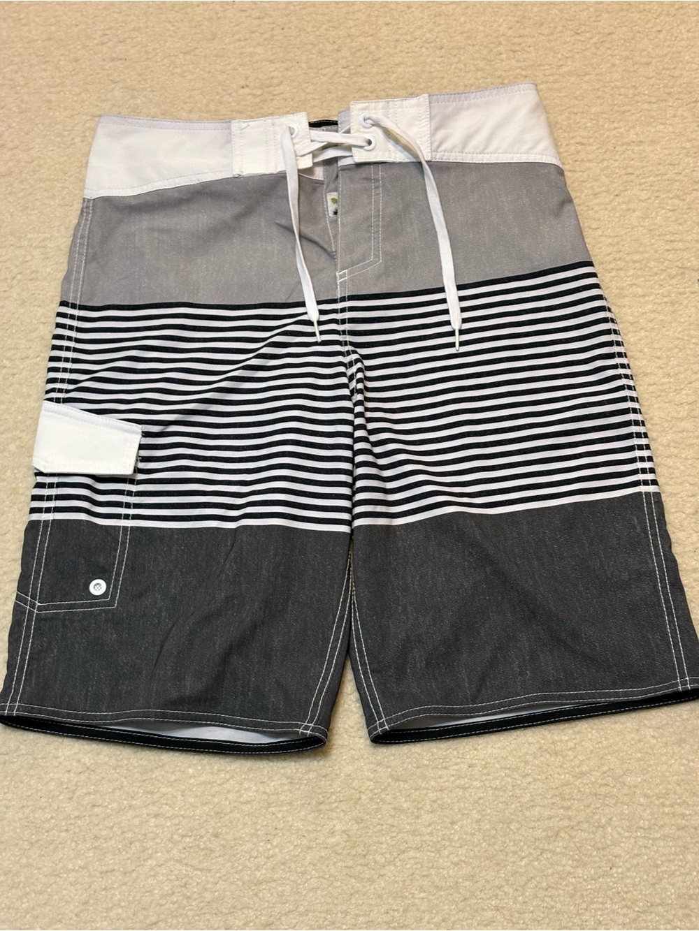 Mossimo Supply Co. Swim Trunks Grey Black & White w/White Waistband